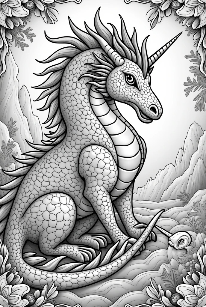 Mythical Animals: A Coloring Journey Through Legends A coloring book focused on mythical creatures like dragons, unicorns and phoenixes, each with a detailed artistic touch.