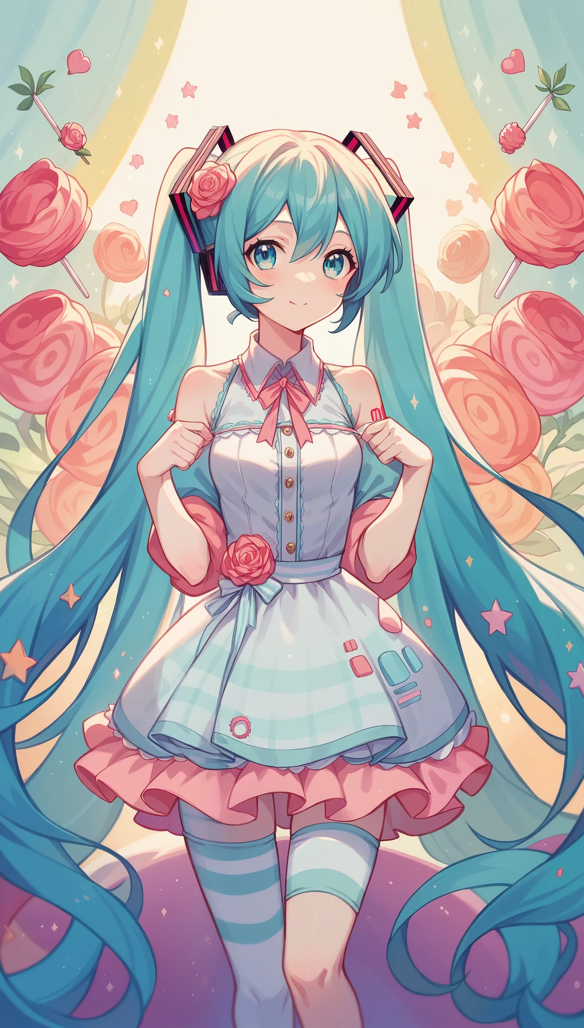 Hatsune Miku, Candy Dream, colorful world, Lovely, Pastel, like, Sing🎤, enjoy, best quality, masterpiece