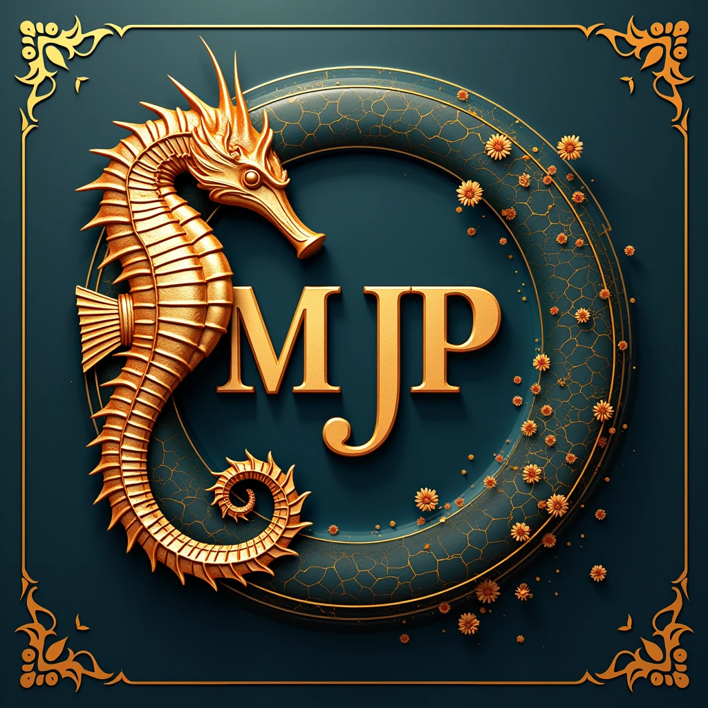 A logo design was created with the letters MJP in the center.. Seahorse design on the outer periphery. Japanese style、high quality, A luxurious image. In the center is a map of JAPAN、There are maps of MARASHIMA hidden all around..
Cropped background