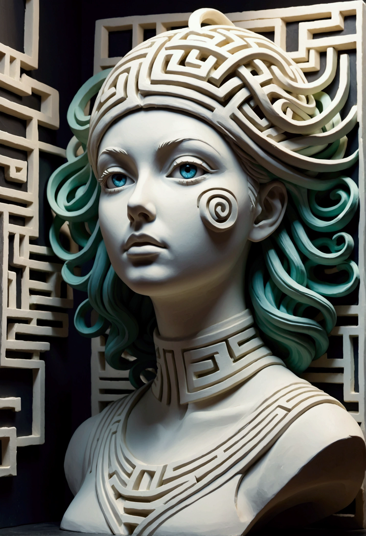 Plaster sculpture，Maze in the head