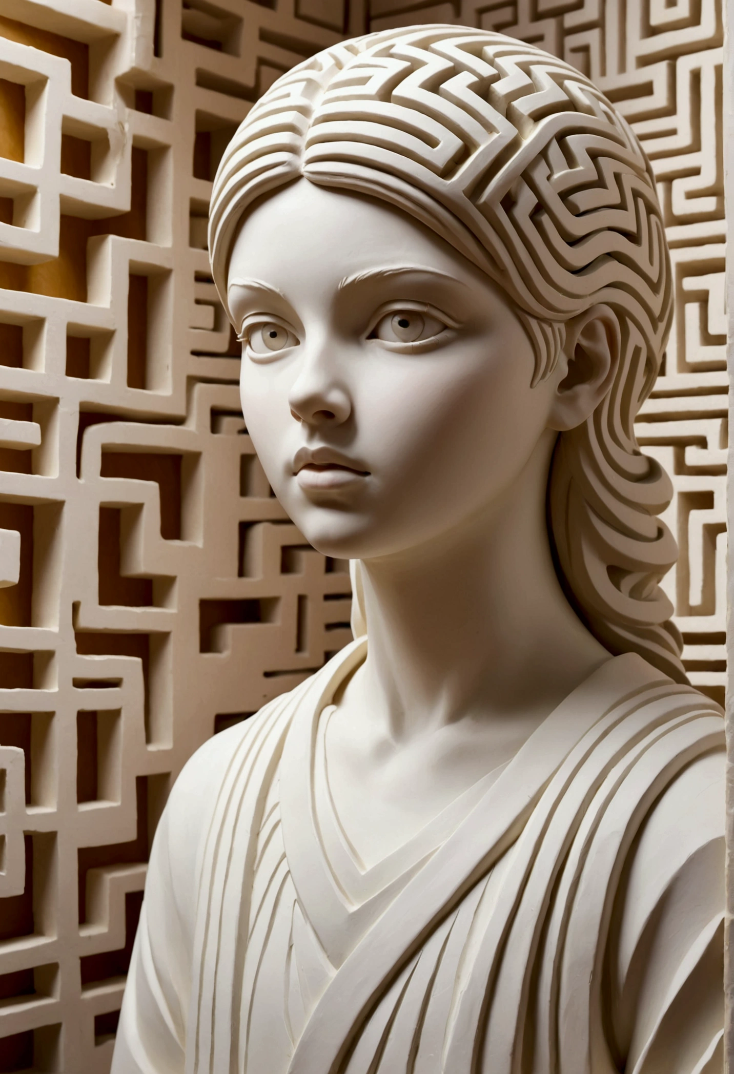 Plaster sculpture，Maze in the head