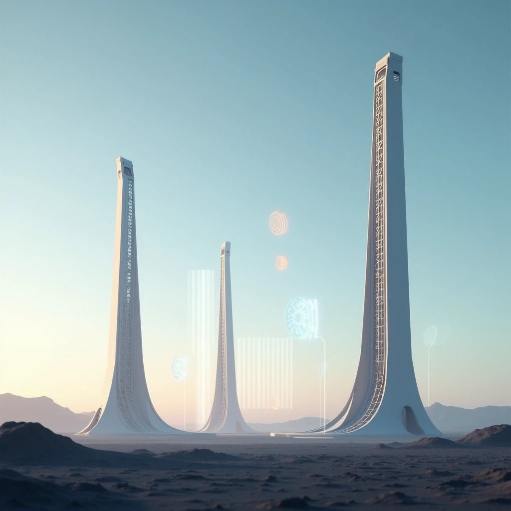 Network towers clearly visible capatire on the sky with low signal symbols