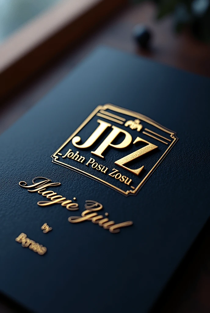 Design a business label featuring the display letters "JPZ" as the central element. It should prominently display the letters "JPZ" in a bold, distinctive font. Under the letters "JPZ" inscribe the word "John Posu Zosu" in italics cursive writing. Under the word "John Posu Zosu" inscribe this numbers "2347025416917" in italics cursive writing. The design should convey professionalism and strength, with a color scheme and style that aligns with the business’s identity. Consider incorporating elements that complement the letters, such as a modern or classic border, to enhance the overall appearance and ensure the label is both eye-catching and memorable and image should be in landscape.