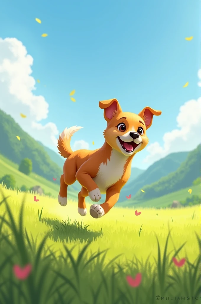A dog is playing
