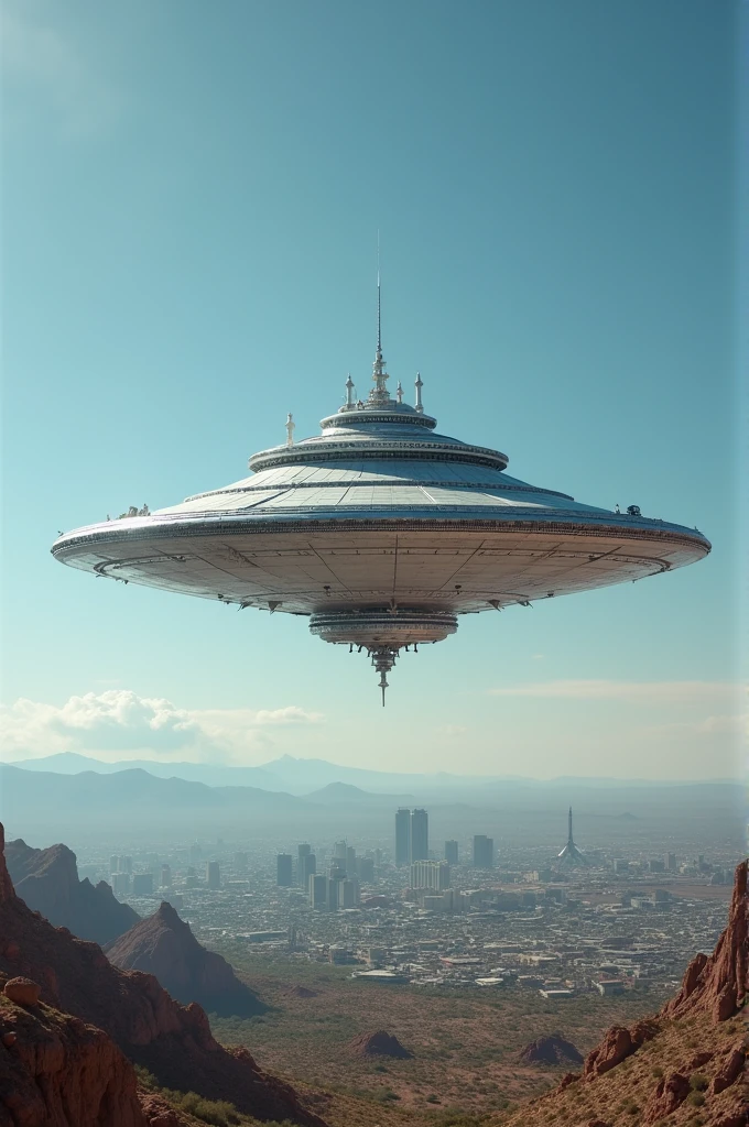 Shiny silver mothership in the sky over Phoenix AZ 