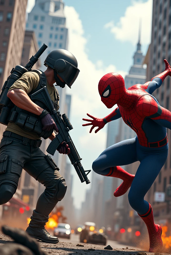 Pubg charector fight with spiderman
