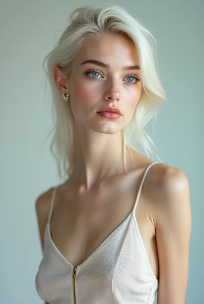 1 very young looking skinny high school teen girl in shot posing , very slim tight skinny super model bod, 16y, blond,