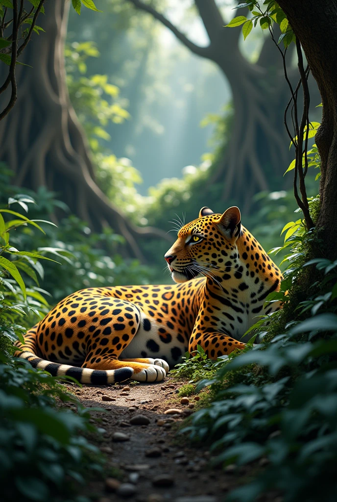 Jaguar sleeping far away