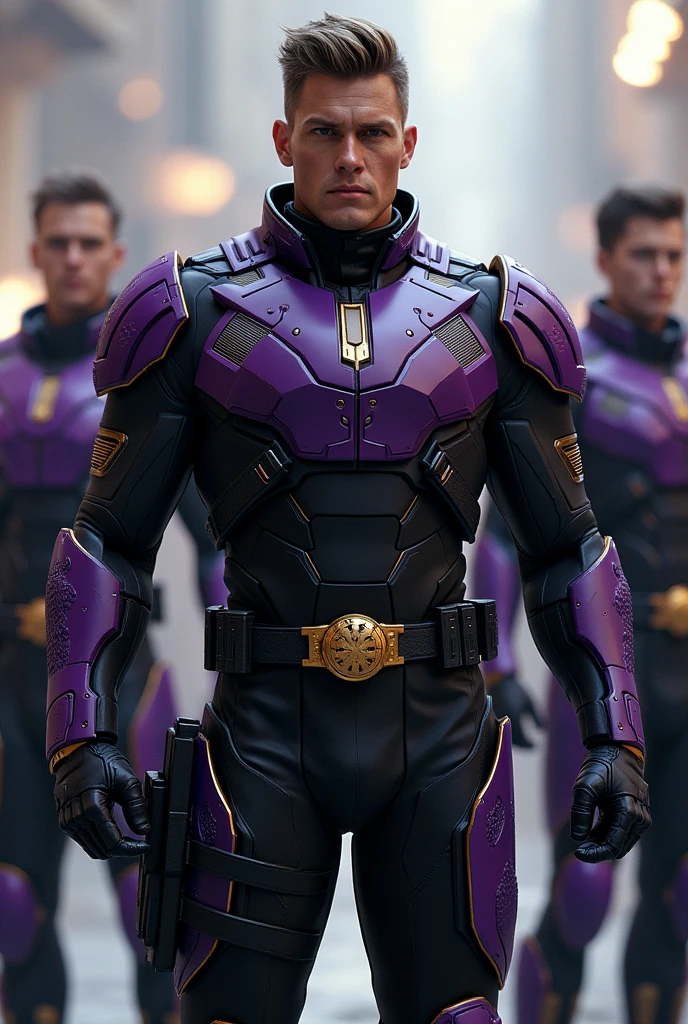 Make me the Arsenal uniform with the purple colors, black and gold