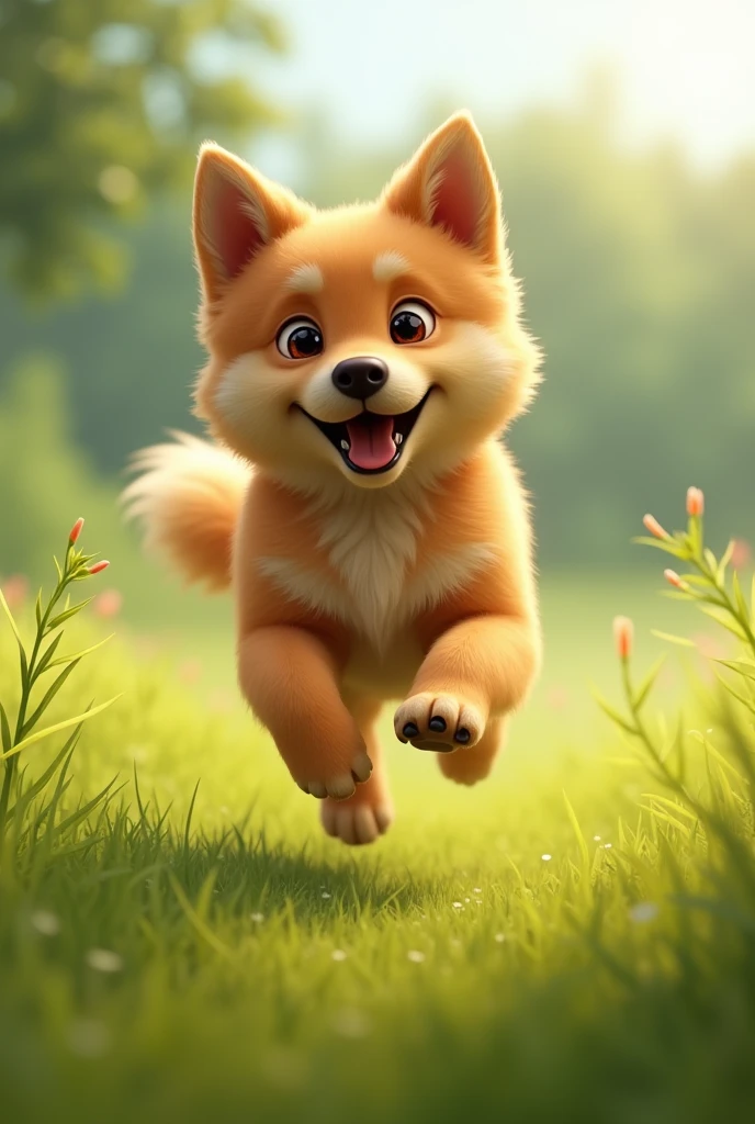 A dog is playing in ground