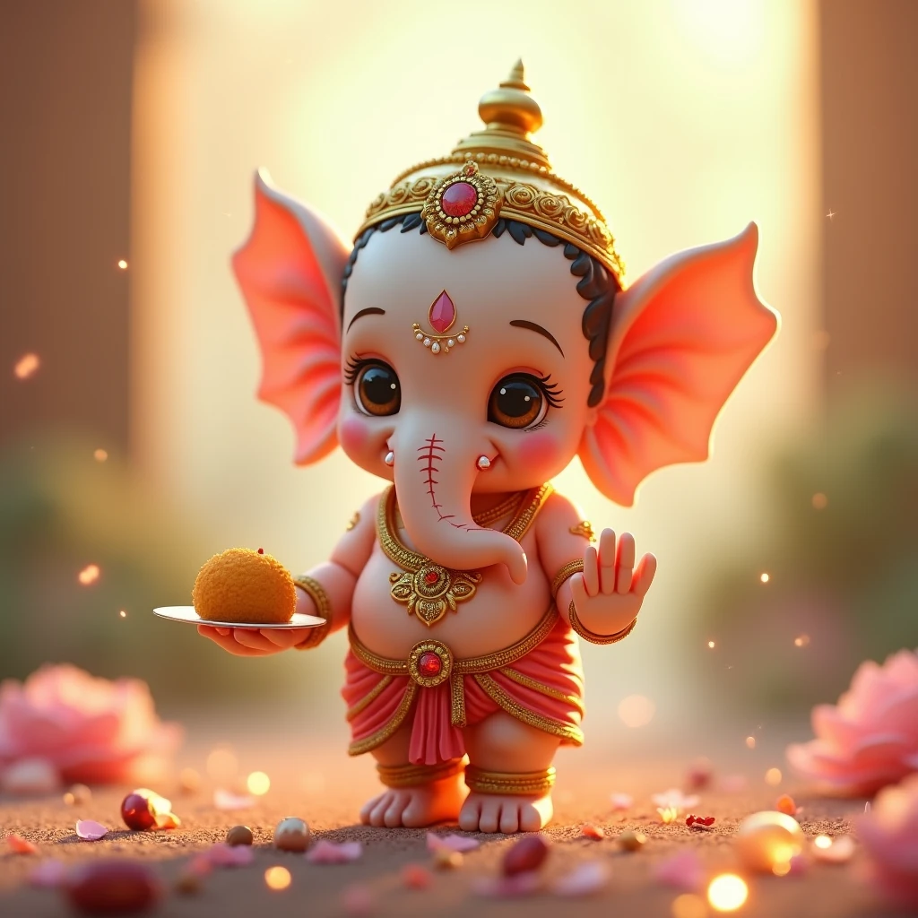 cute little bal ganesh ji wiyh madak in hand