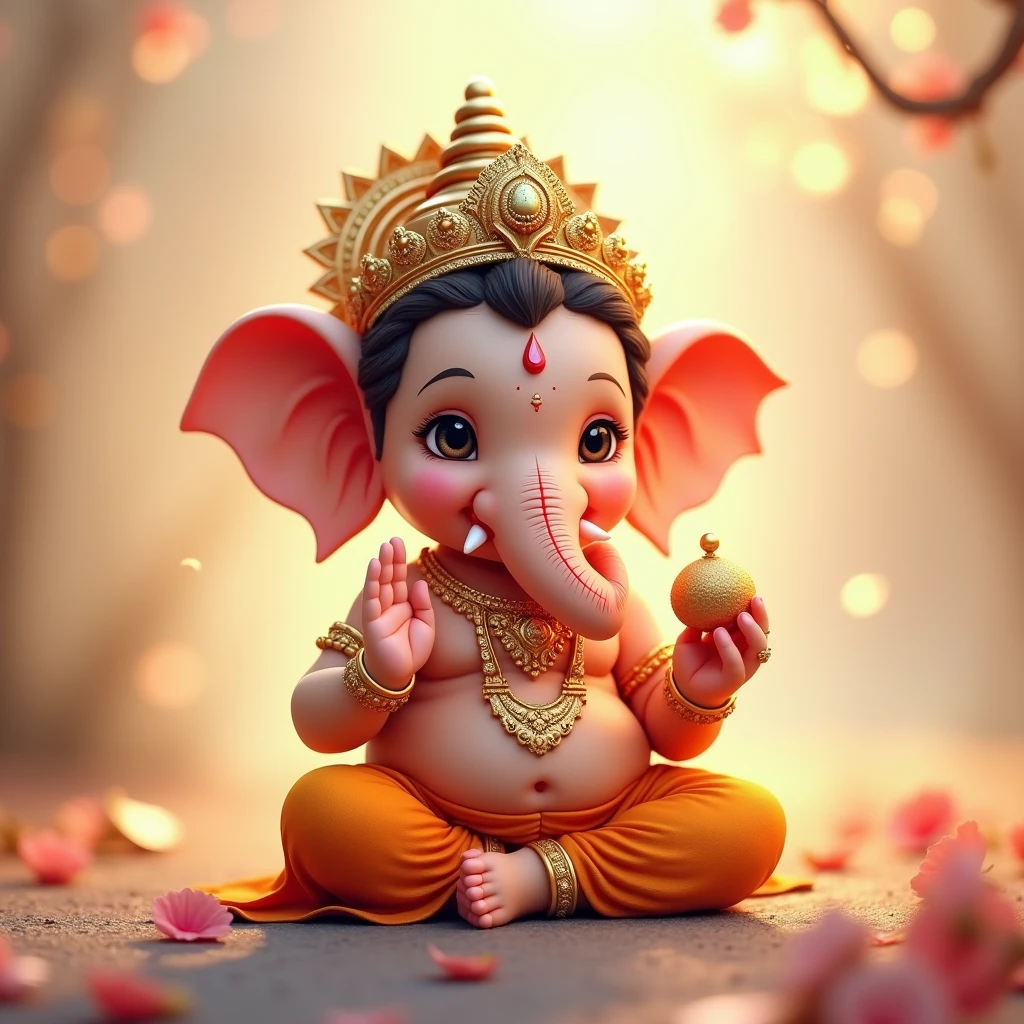 cute little bal ganesh ji wiyh madak in hand