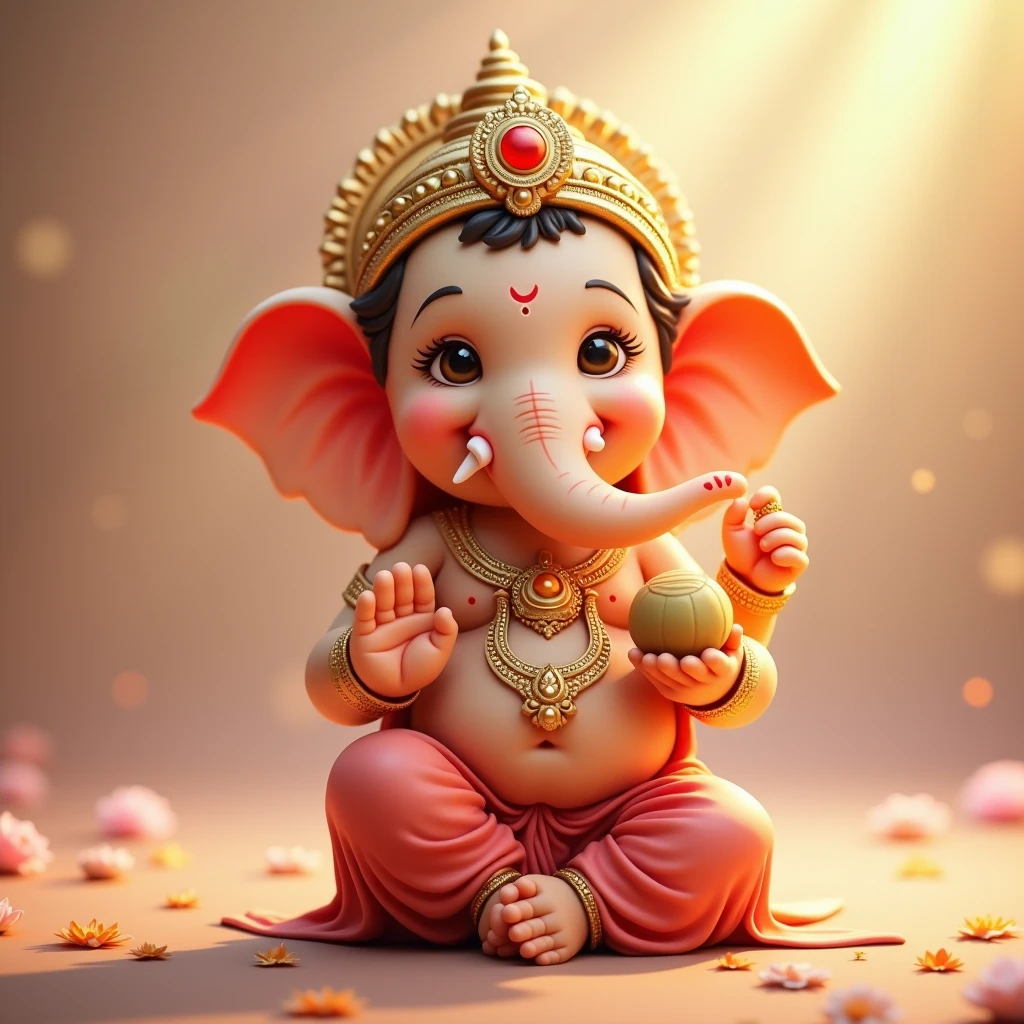 cute little bal ganesh ji wiyh madak in hand