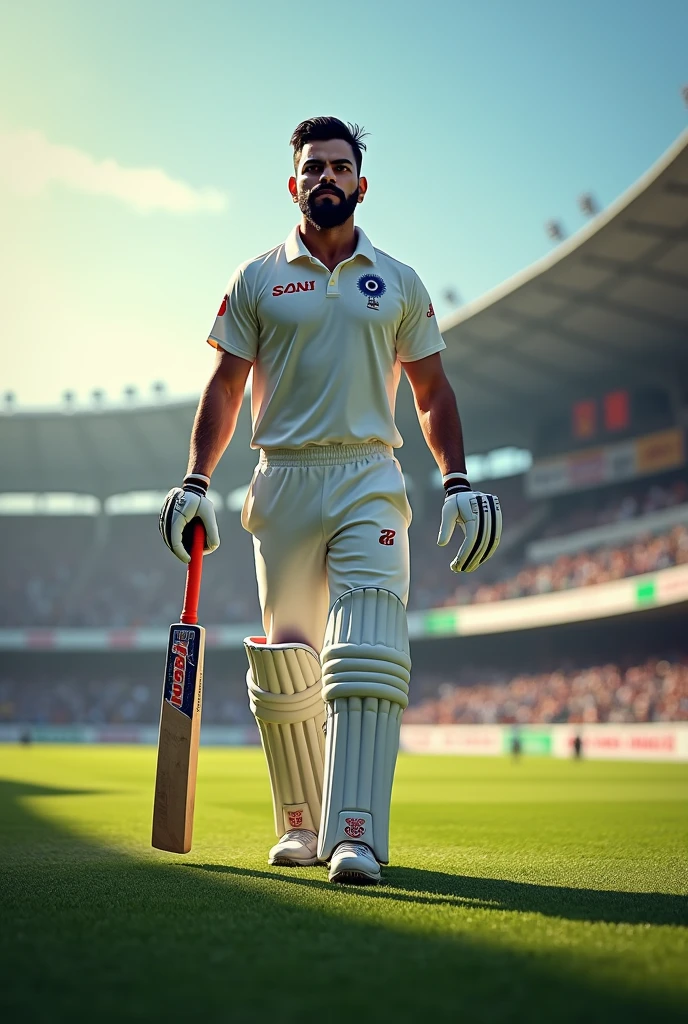 Virat Kohli entering in the cricket ground