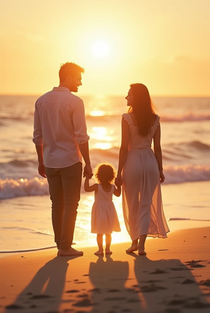Husband wife and togather sunset pic in a beach.