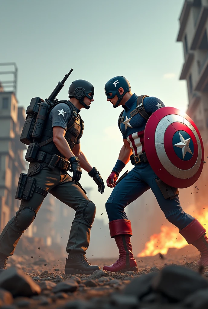 Pubg charector fight with captain America