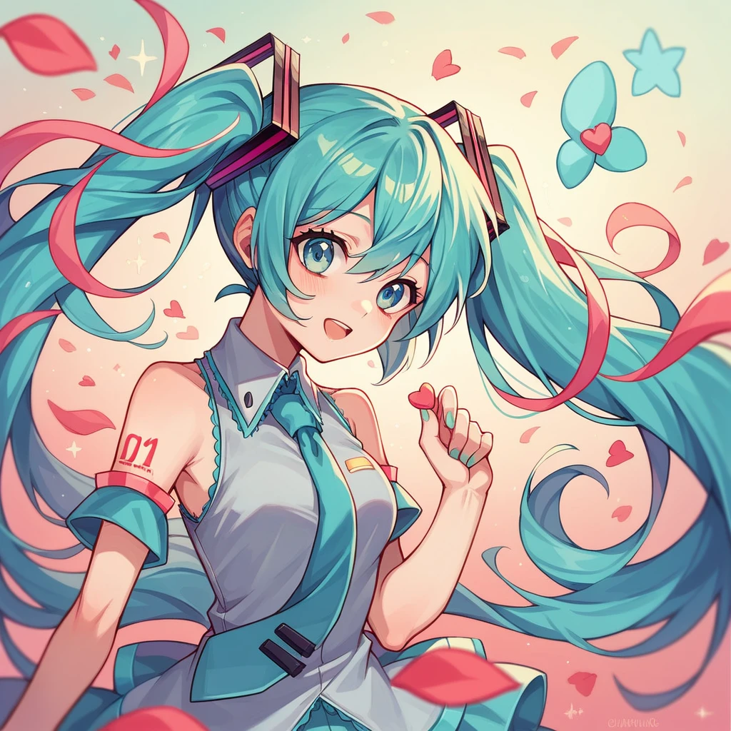 Hatsune Miku, colorful world, Lovely, Pastel, like, enjoy, best quality, masterpiece