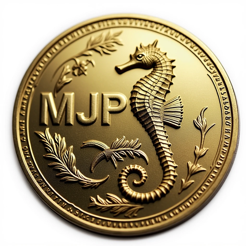 The letters MJP will be engraved in the center of the coin... Seahorse design in the center. money, high quality, A luxurious image. On the outside、There is a map of Japan and Malaysia。..
Transparent Background