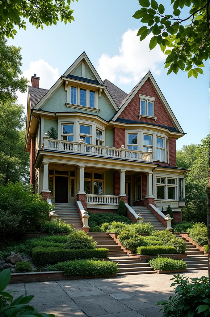 A duplex building on hill