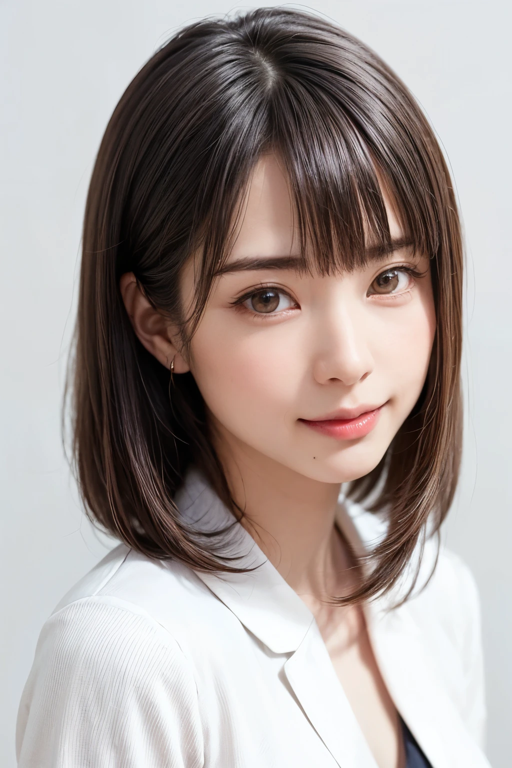 (software:1.8、masterpiece, Highest quality),1 person, alone, hyper Realistic, Realistic,Realistic, Looking at the audience, Light brown eyes:1.4,Brunette Short Bob Hair with highly detailed shiny hair, Brightly colored winter clothes, Lepangas:1.4), Outdoor, Mouth closed, Upper Body、big chest eye、eyelash、{Hugeな|big chest|Hugeなな|Mega} whole :2, chestの谷間:2、(((big chest eye、Short Bob Hair、Highlights from Students、Looking at the audience、She is very beautiful and cute、Show me your ears、Long neck、smile、Close your mouth and smile、Bangs and beautiful teeth)))、Ideal body type、（Nothing is drawn、A very beautiful pure white background:1.6）、美しいLong neck:1.4、(({Huge|big|Hugeな|Mega} chest, chestの谷間:2、Upper Bodyは服を着ていない:1.6))、(((Portraiture:2)))、Perfect Anatomy