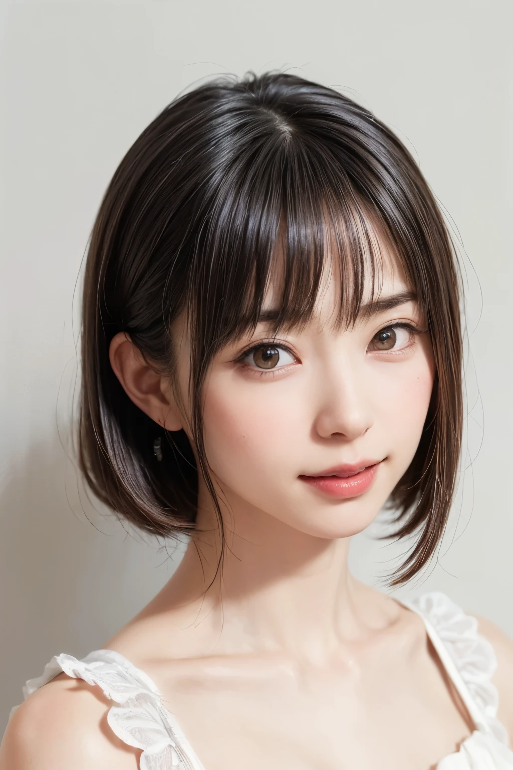 (software:1.8、masterpiece, Highest quality),1 person, alone, hyper Realistic, Realistic,Realistic, Looking at the audience, Light brown eyes:1.4,Brunette Short Bob Hair with highly detailed shiny hair, Brightly colored winter clothes, Lepangas:1.4), Outdoor, Mouth closed, Upper Body、big chest eye、eyelash、{Hugeな|big chest|Hugeなな|Mega} whole :2, chestの谷間:2、(((big chest eye、Short Bob Hair、Highlights from Students、Looking at the audience、She is very beautiful and cute、Show me your ears、Long neck、smile、Close your mouth and smile、Bangs and beautiful teeth)))、Ideal body type、(Nothing is drawn、A very beautiful pure white background:1.6)、美しいLong neck:1.4、(({Huge|big|Hugeな|Mega} chest, chestの谷間:2、Upper Bodyは服を着ていない:1.6))、(((Portraiture:2)))、Perfect Anatomy