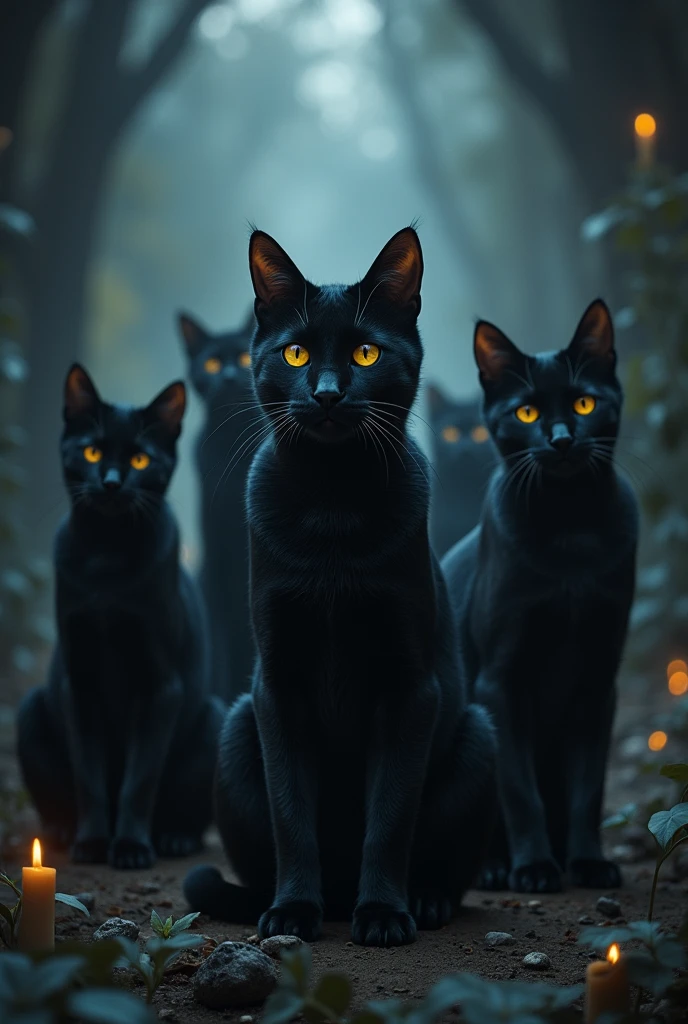 Black cats in a dark place