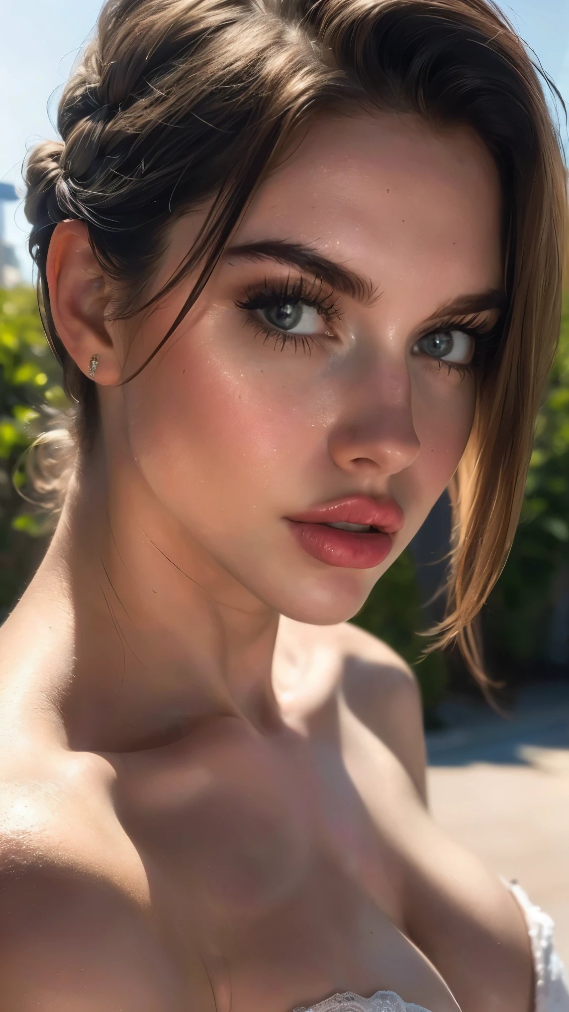 (((ultra realist))) photoshot, artwork, Maximum quality, (pale skin), (Rosto e olhos ultradetaileds:1.1), 1 girl, adult, plunging neckline, (Eye make up, mask) , ((Detailed large lips)), ((rosa welliges Hair)), ((Chyolka)) , ((Natural breasts)). ((to pose)), photoshot-Shooting, studio ((Contour light)), (The play of light and shadow), Field depth, bokeh, (special attention to skin details: 1.2), (Light frame atmosphere, Nuclear pastel, Nuclear: for that), ((portrait, close to the camera)) , ultradetailed,
