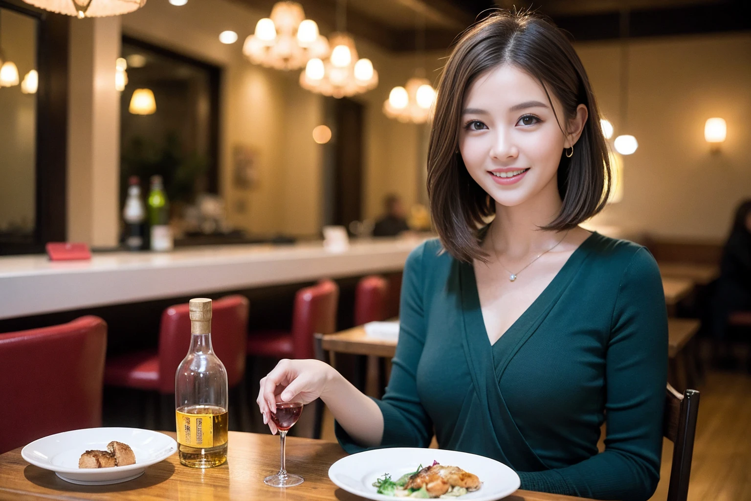 ((Highest quality、8k、masterpiece:1.3))、Whiskey bottles、The Macallan、Joni Black、Old Parr、whiskey、Suntory、Nikka、slimカップル、modelカップル、(Realistic, Intricate details:1.2), full-course dinner、Whiskey bottle and glass on the table、Single Malt、scotch、Rocks glass、Shot Glass、On the rock、Scotland、Amazing view of the sunset sky and clouds、A bright smile、The wonderfulness of smile、 Beautiful Face, blue eyes, The light shines on your face, blush, short hair,Bright Face、 (Age 37), 3,Two beauties、Brown Hair、Shortcuts、Long sleeve shirt、dress、Beautiful woman 1, (slimな顔), (The body is slim), (Brown Hair), (Shortcuts), cheeks turn a little red,Attractive beauty、restaurant, In a prominent place (From the waist up) Nova Frog Style, actress, model, Upper Body, White wine, slim, smile, (smile: 1.15), Beautiful fine grain, Depth f/2,saturation, High Contrast, Strong light and shadow,Moist Body:1.5、3D texture、Delicate eyes、Brown Hair、The hair is very shiny、