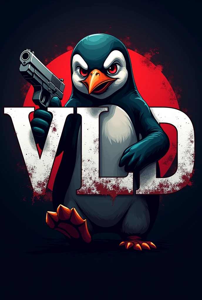 VLD word logo + penguin with gun