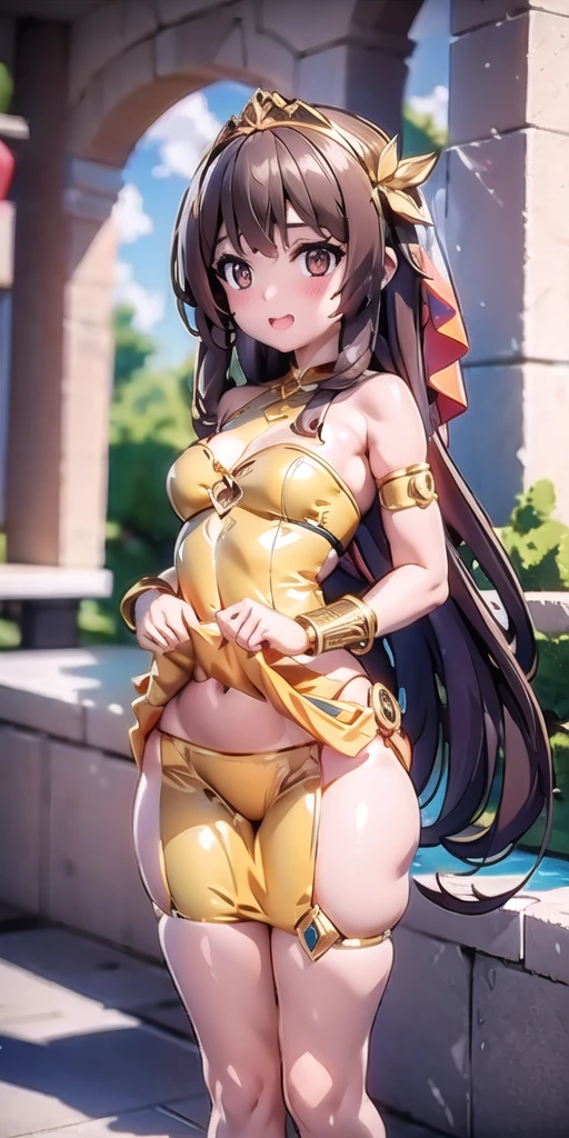 1girl, armlet, veil, brown hair, long hair,  