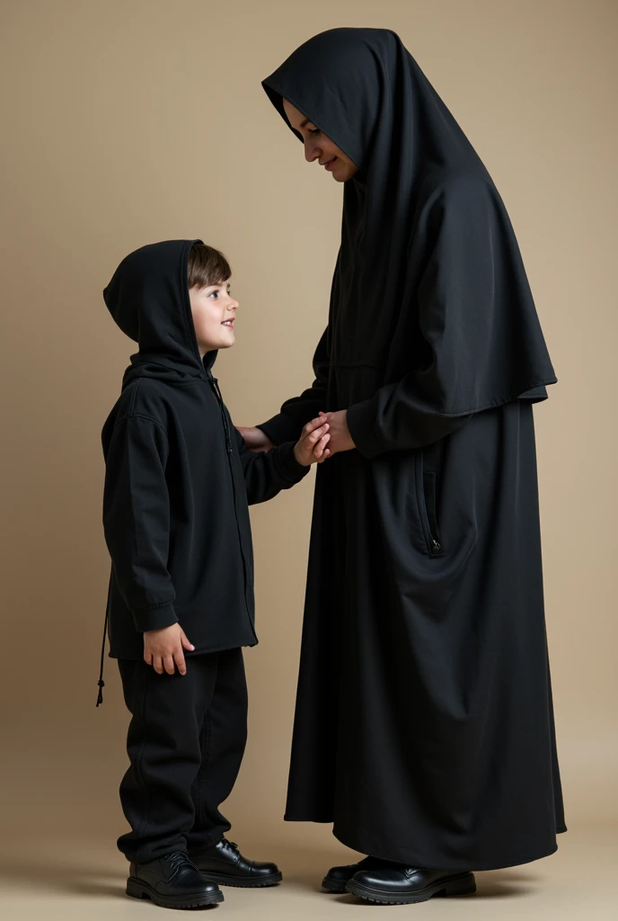 A girl wearing a burkha or a boy standing with his hand on the girl's ass