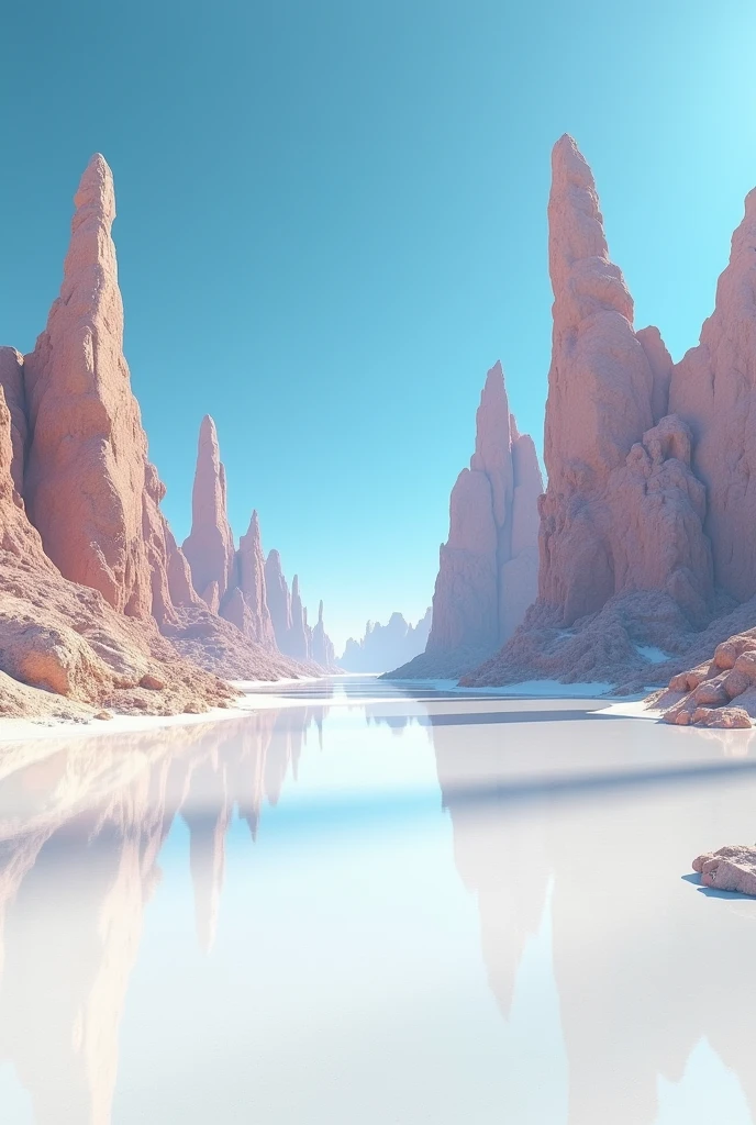 A 3D view of the Atacama Desert’s otherworldly landscape, including salt flats and unique rock formations