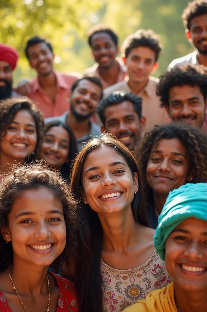 Diverse Faces: Show happy, diverse people of different backgrounds in a harmonious setting.Cultural Symbols: Include symbols from both Hinduism and Islam in a respectful and balanced way.Warm Colours: Use bright, warm colours to convey positivity and happiness.Text Overlay: Use bold, eye-catching text with the video title or a shortened version to attract viewers.