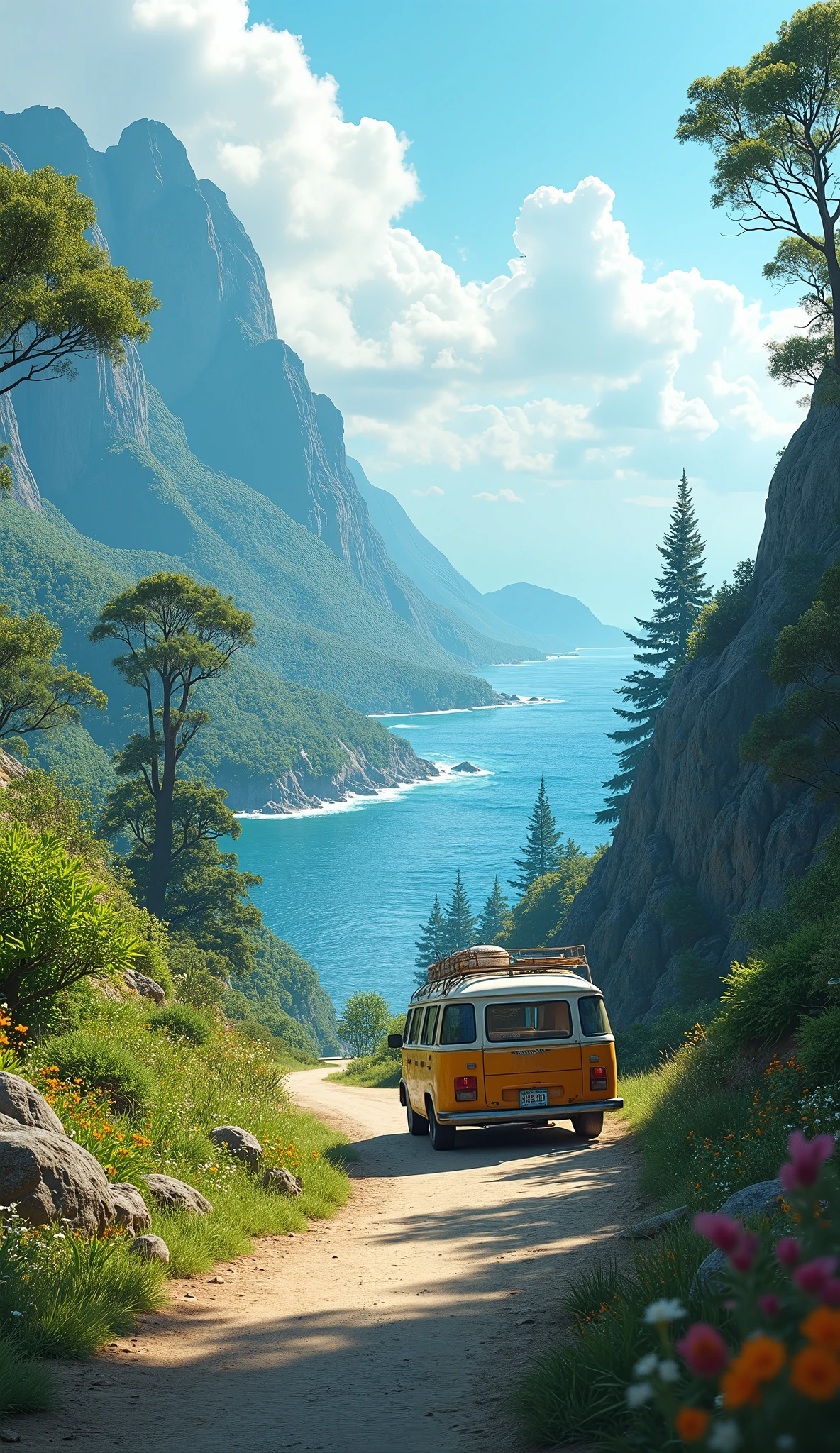 Mountain road　You can see the ocean　Camper　nature　drive　refreshing　Pleasant　Lots of greenery　Nice view