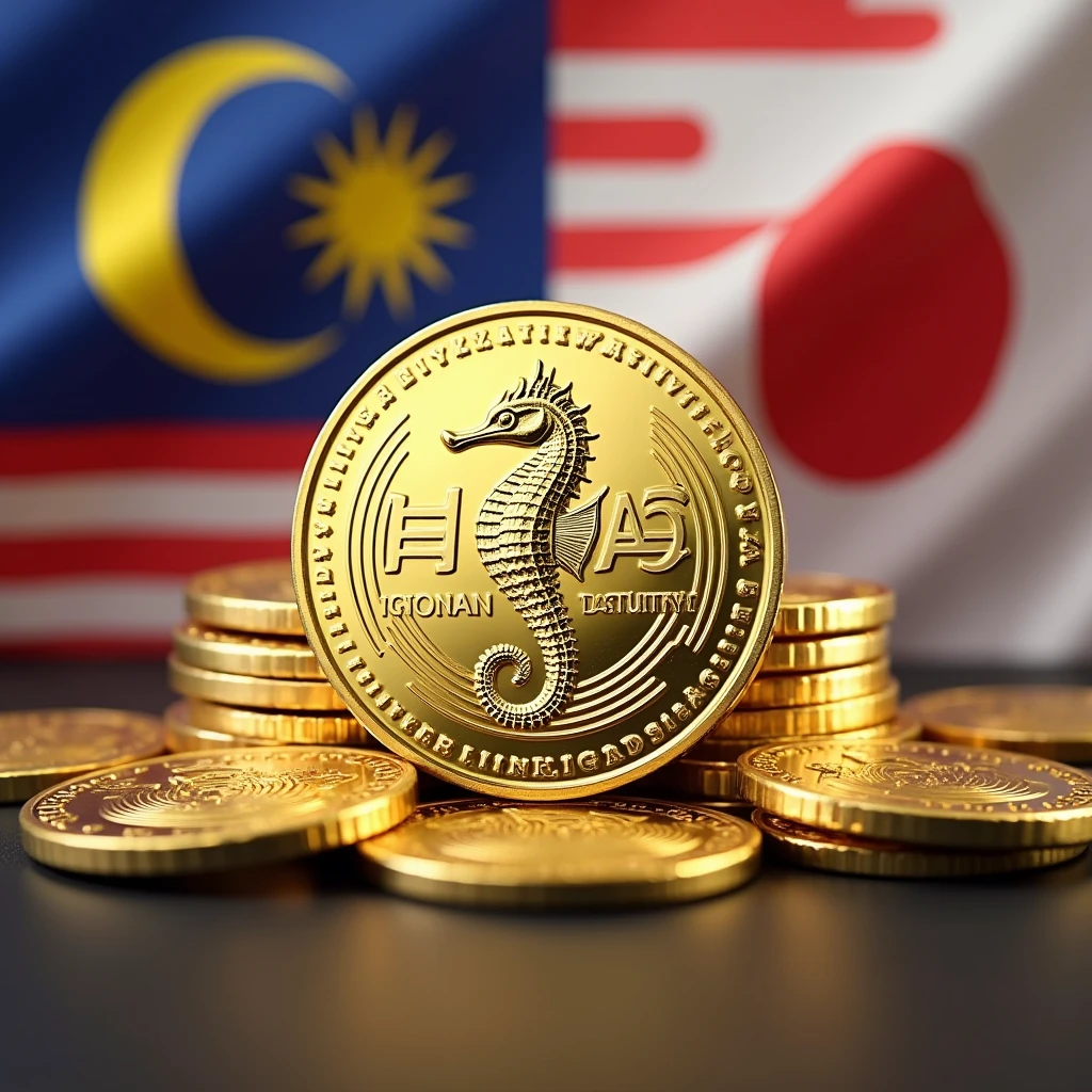 Coins will be made with the letters MJP in the center.. Seahorse design in the center. Money, high quality, A luxurious image. The outside features the flags of JAPAN and Malaysia
Transparent watermark on background