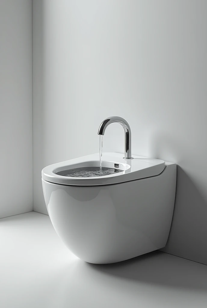 A toilet that has a hook on the inside where the water passes through