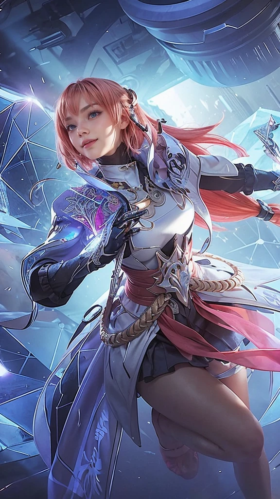 Best quality, masterpiece, detailed skin texture, detailed clothes texture, detailed face, super detail, 8k, intricate detail,1 guy, The color doesn't change, beautiful girl, pink hair,wide hot cleavage
