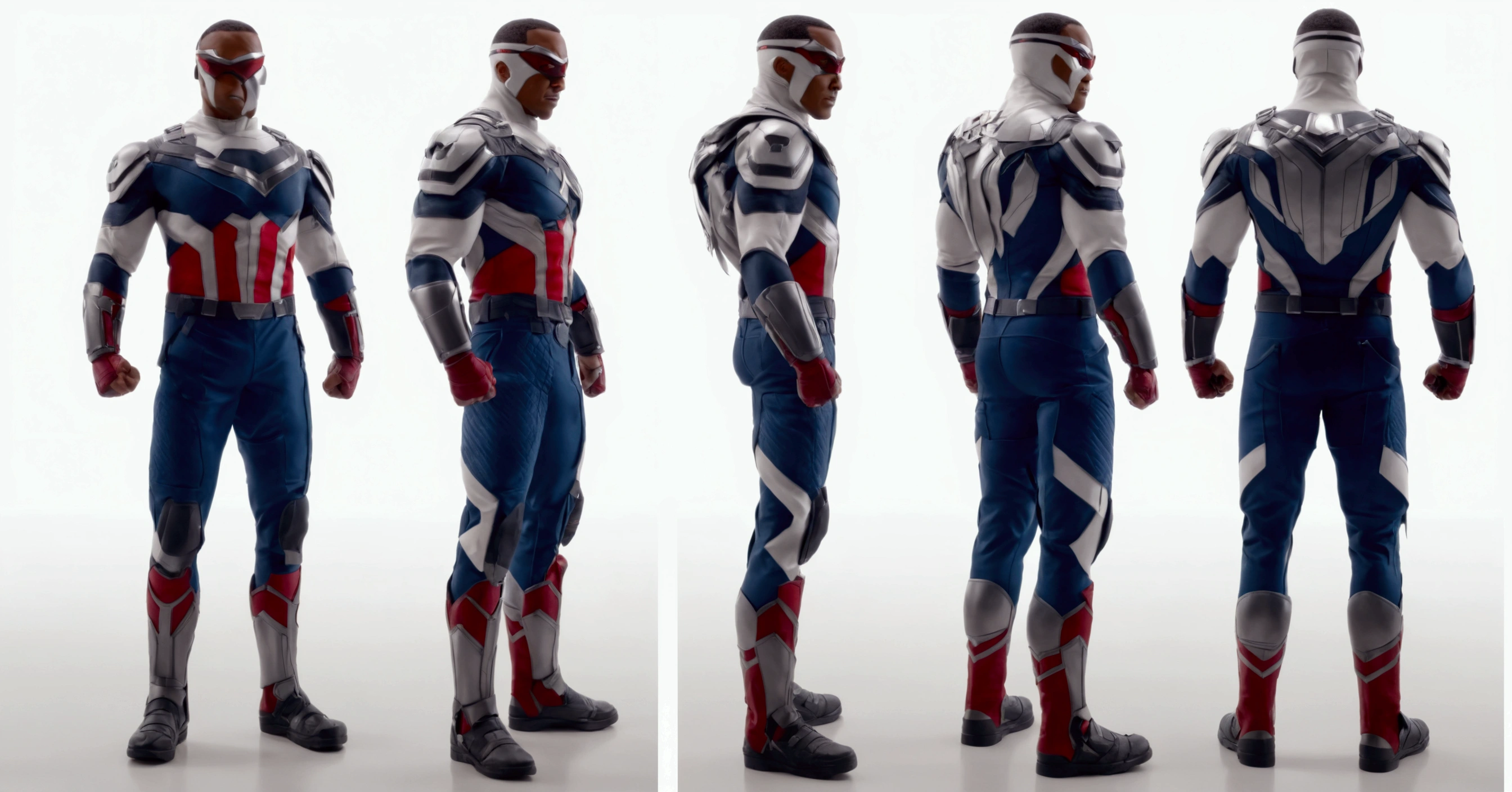 full body of Falcon from Marvel,iconic pose,view from side,8k, ultra high res, sharp focus,highly detailed,(best quality), (photo-realistic:1) character design sheet, character turnaround, character in different poses, different angles, fullbody
