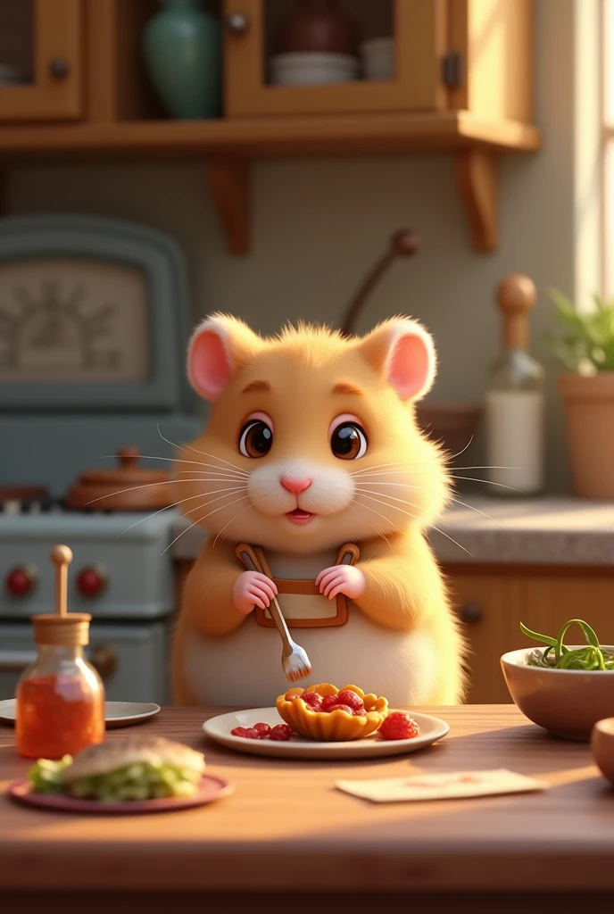 Hamster cooking food