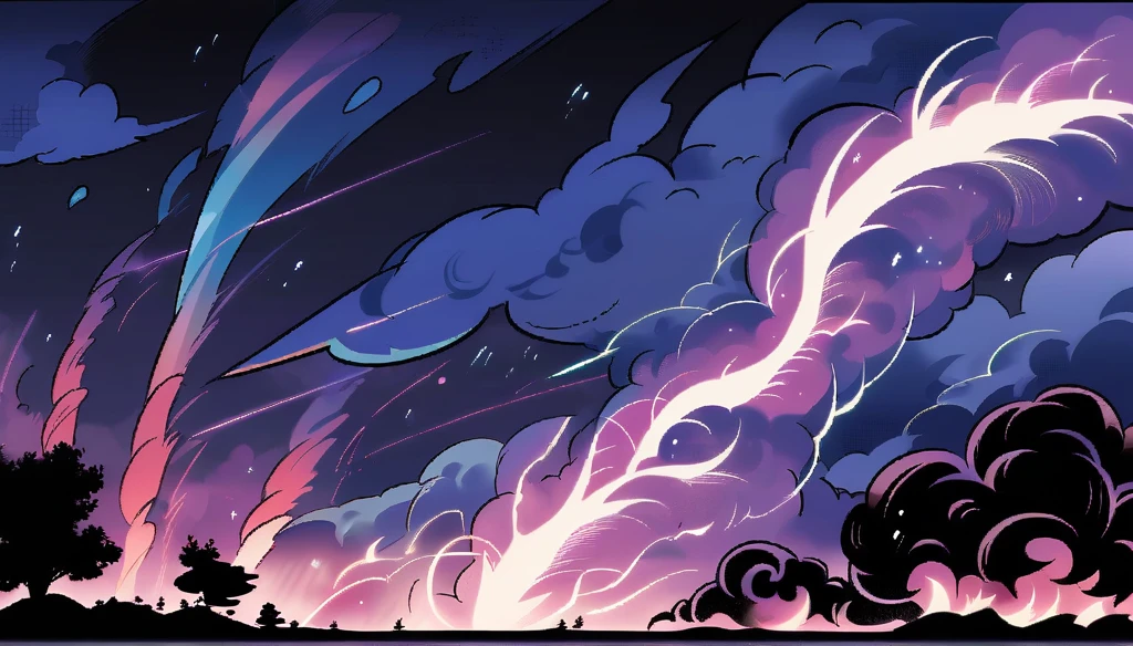 Tornado, electric tornado, cloud, storm, horzion, night, dark, white aura