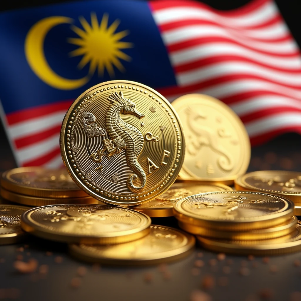Coins will be made with the letters MJP in the center.. Seahorse design in the center. Money, high quality, A luxurious image. The outside features the flags of JAPAN and Malaysia
Transparent watermark on background