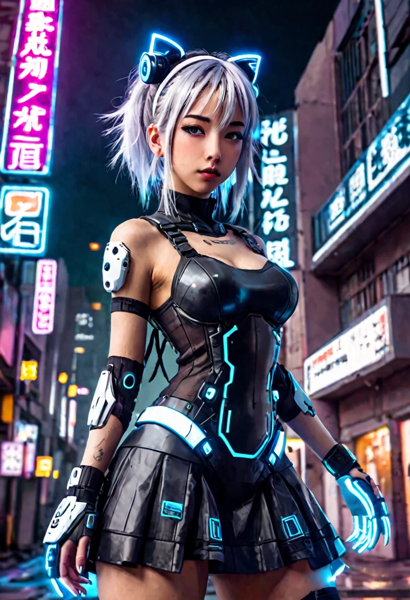 anime girl (cute) in a dress and headband standing in front of a building, digital cyberpunk anime art, digital cyberpunk - anime art, anime cyberpunk art, cyberpunk anime girl, cyberpunk anime girl mech, anime style 4 k, best anime 4k konachan wallpaper, cyber school girl, cyberpunk anime art, portrait anime space cadet girl, anime girl of the future, dreamy cyberpunk girl
