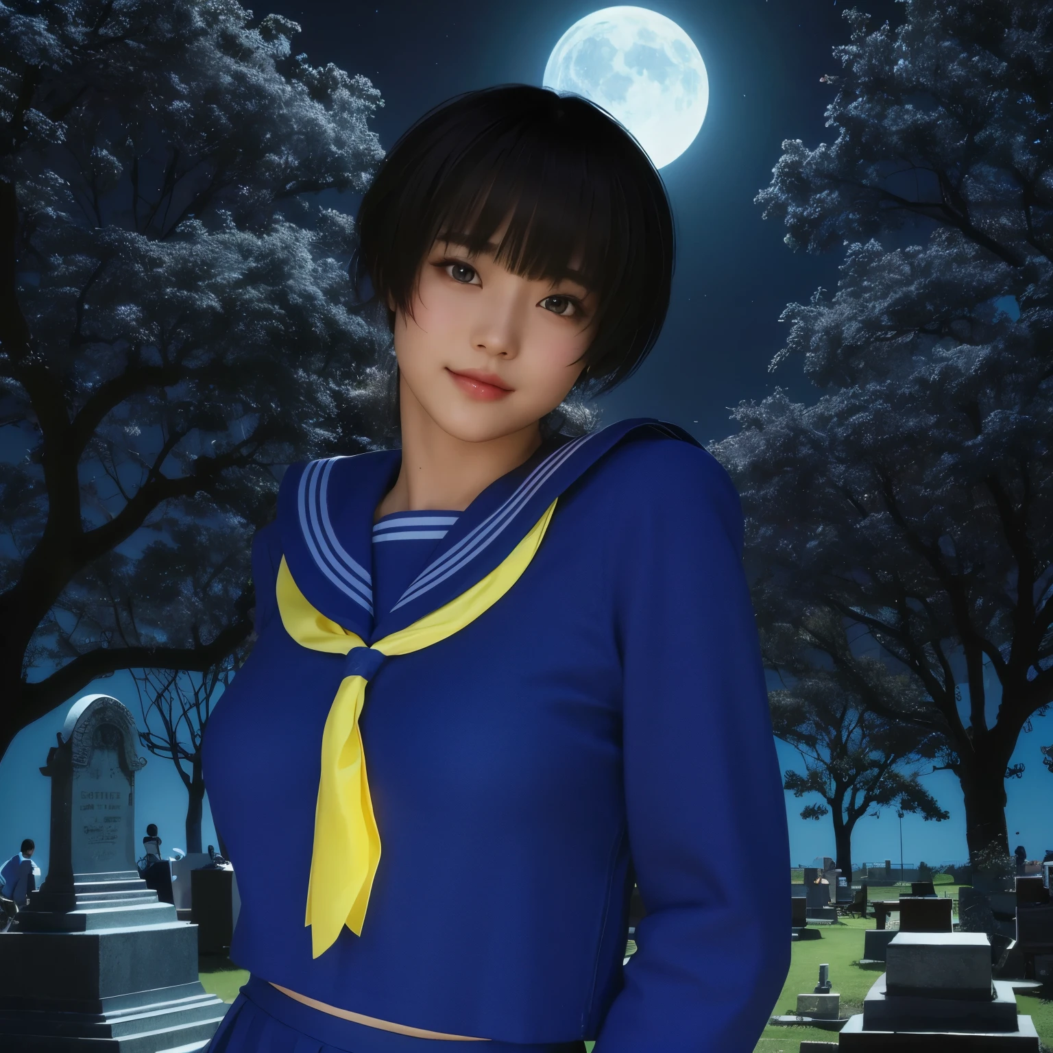 (Detailed CG、Unity、8k wallpaper)、(Very delicate and beautiful)、(masterpiece)、(Highest quality:1.2)、(Ultra-high resolution:1.3)、(Beautiful realistic Asian),Beautiful lighting、Perfect Lightning、Realistic Shadows、Fine skin、Very detailed、Detailed face and eyes、Realistic eyes、Sharp pupils、Huge , In the classroom、School、sunset、Beautiful Face、Blurred Background、(Japanese women)、Glowing Skin、Side Up、Beautiful black hair、Blunt bangs、Japan High School Sailor Uniform、Pleated mini skirt、A kind smile, ((Tabletop, Highest quality)), (Glowing Skin), Cinema Lighting, Physically Based Rendering, Award-winning, Very detailedな肌, Very detailedな顔, Beautiful eyes in every detail, Carl Zeiss 85mm F/1.4, (Cowgirl:1.3), (cumin , Chest and thighs), she'very cute , (Brown Hair, Straight Long Hair, Open your eyes, Round face), Big cleavage, (Sailor blouse, I pulled up my pleated skirt myself:1.3), Watching from afar, (Spread your legs, Focus on the thighs),art、