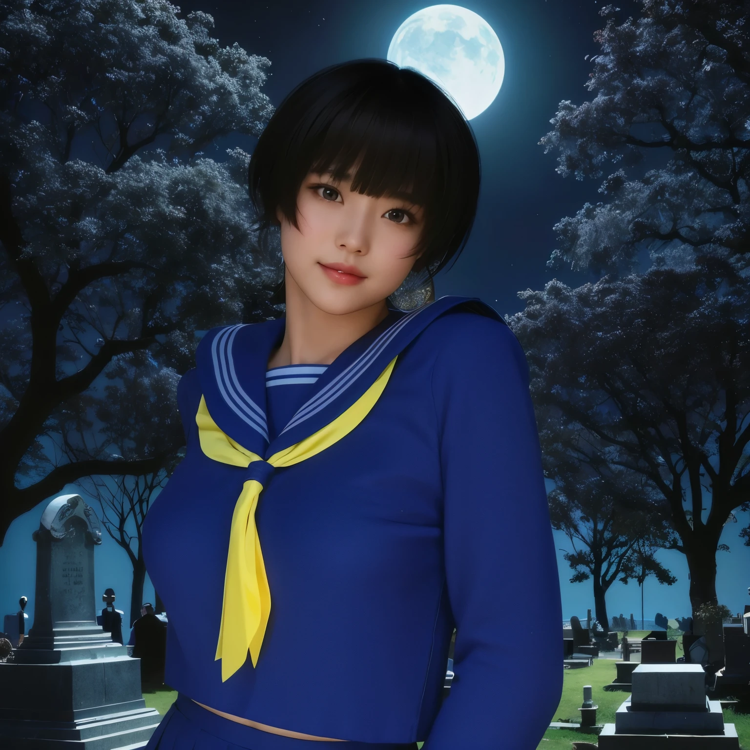 (Detailed CG、Unity、8k wallpaper)、(Very delicate and beautiful)、(masterpiece)、(Highest quality:1.2)、(Ultra-high resolution:1.3)、(Beautiful realistic Asian),Beautiful lighting、Perfect Lightning、Realistic Shadows、Fine skin、Very detailed、Detailed face and eyes、Realistic eyes、Sharp pupils、Huge , In the classroom、School、sunset、Beautiful Face、Blurred Background、(Japanese women)、Glowing Skin、Side Up、Beautiful black hair、Blunt bangs、Japan High School Sailor Uniform、Pleated mini skirt、A kind smile, ((Tabletop, Highest quality)), (Glowing Skin), Cinema Lighting, Physically Based Rendering, Award-winning, Very detailedな肌, Very detailedな顔, Beautiful eyes in every detail, Carl Zeiss 85mm F/1.4, (Cowgirl:1.3), (cumin , Chest and thighs), she'very cute , (Brown Hair, Straight Long Hair, Open your eyes, Round face), Big cleavage, (Sailor blouse, I pulled up my pleated skirt myself:1.3), Watching from afar, (Spread your legs, Focus on the thighs),art、