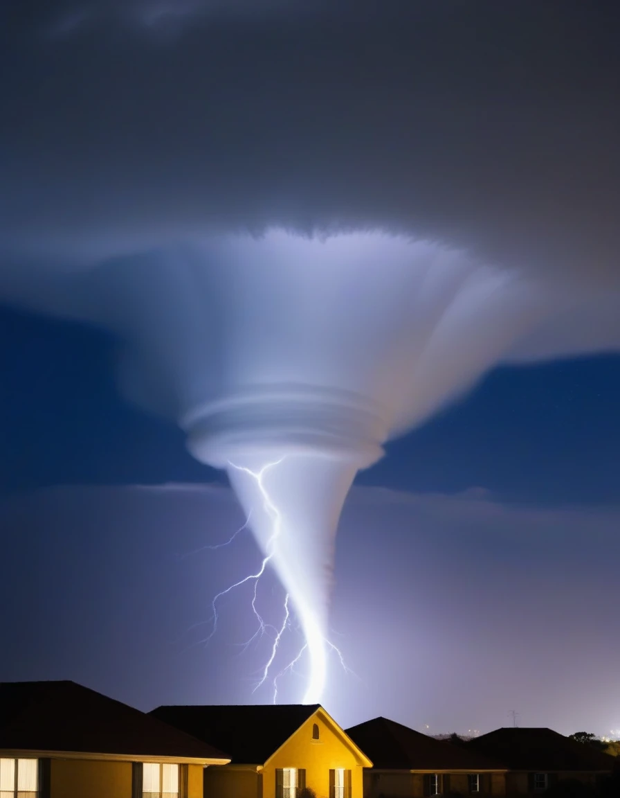 Tornado, electric tornado, cloud, storm, horzion, night, dark, white aura