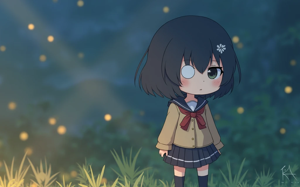 Chibi Rikka Takanashi  In the style of Makoto Shinkai。master piece, ultra detail, precision, ultra-realistic,
