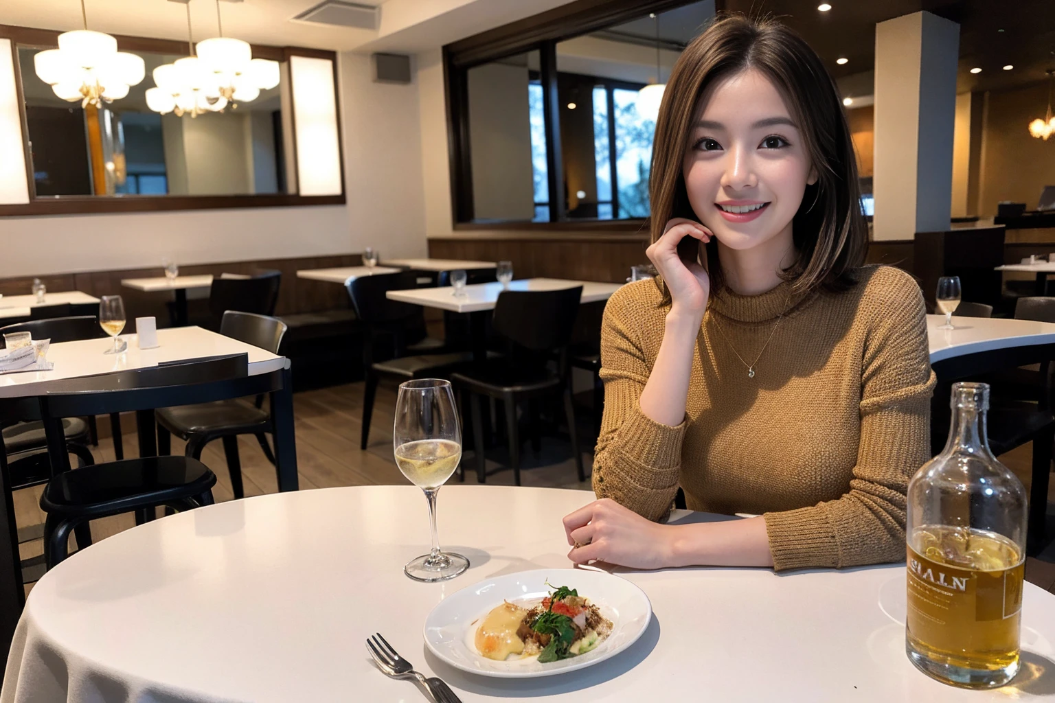 ((Highest quality、8k、masterpiece:1.3))、Whiskey bottles、The Macallan、Joni Black、Old Parr、whiskey、Suntory、Nikka、slimカップル、modelカップル、(Realistic, Intricate details:1.2), full-course dinner、Whiskey bottle and glass on the table、Single Malt、scotch、Rocks glass、Shot Glass、On the rock、Scotland、Amazing view of the sunset sky and clouds、A bright smile、The wonderfulness of smile、 Beautiful Face, blue eyes, The light shines on your face, blush, short hair,Bright Face、 (Age 37), 3,Two beauties、Brown Hair、Shortcuts、Long sleeve shirt、dress、Beautiful woman 1, (slimな顔), (The body is slim), (Brown Hair), (Shortcuts), cheeks turn a little red,Attractive beauty、restaurant, In a prominent place (From the waist up) Nova Frog Style, actress, model, Upper Body, White wine, slim, smile, (smile: 1.15), Beautiful fine grain, Depth f/2,saturation, High Contrast, Strong light and shadow,Moist Body:1.5、3D texture、Delicate eyes、Brown Hair、The hair is very shiny、