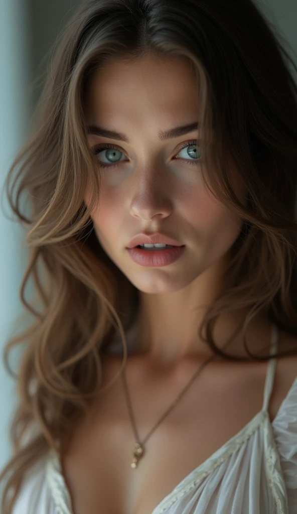 Breasts, long hair, open mouth, Blue eyes,