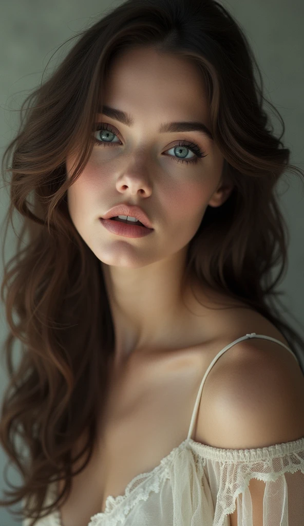 Breasts, long hair, open mouth, Blue eyes,