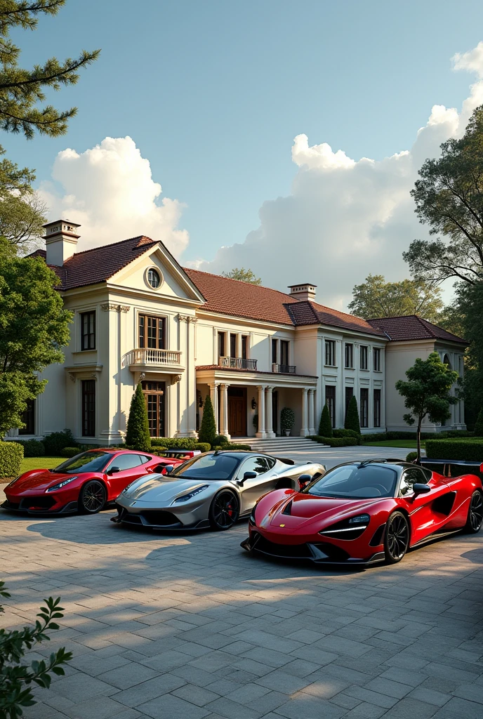 Big house with 3 different super cars 